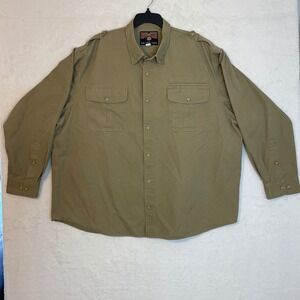 Duluth Trading Co Long Sleeve Button Up Shirt XXXL Tan Cotton Designed Tradesmen